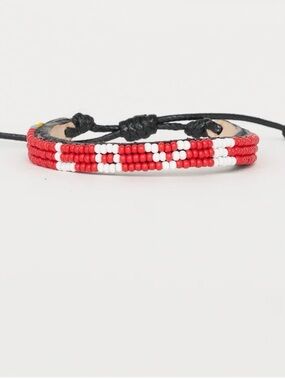 Red and White Beaded Bracelet